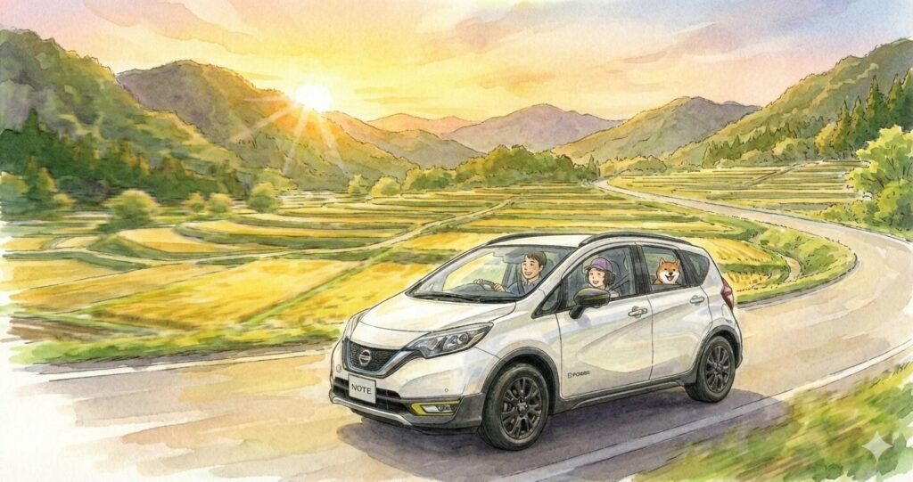 日産ノートe-powerでドライブ