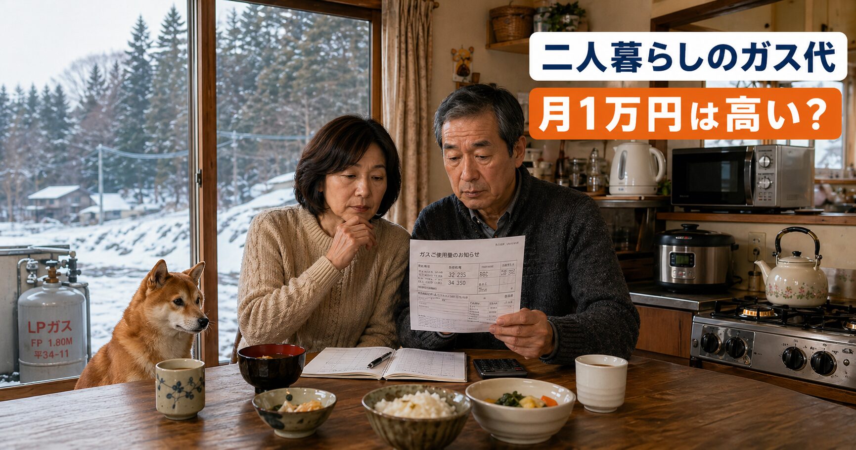 ２人暮らしのプラパンガス代をチェックする二人