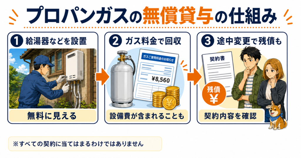 プロパンガスの無償貸与で設備費を回収する仕組み