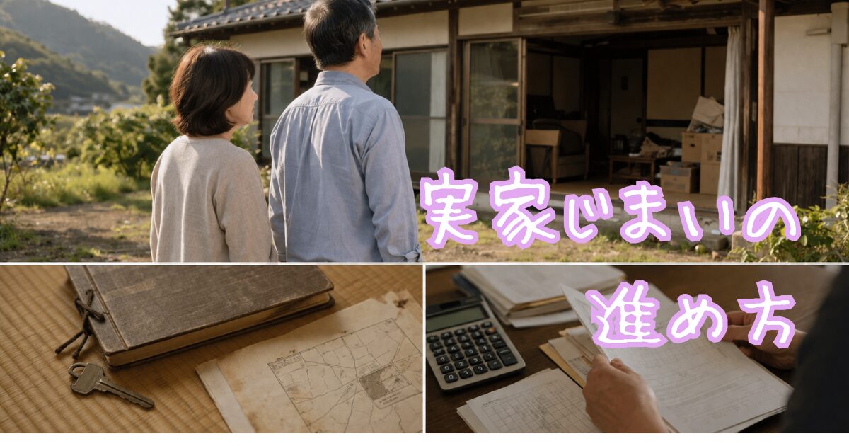 実家じまいを進めていく決意をした夫婦のイラスト